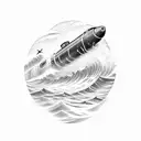 submarine emerging from a wave  tattoo design idea