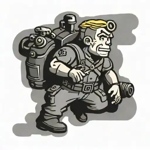 Fallout Vault Boy US marine corps tattoo design idea