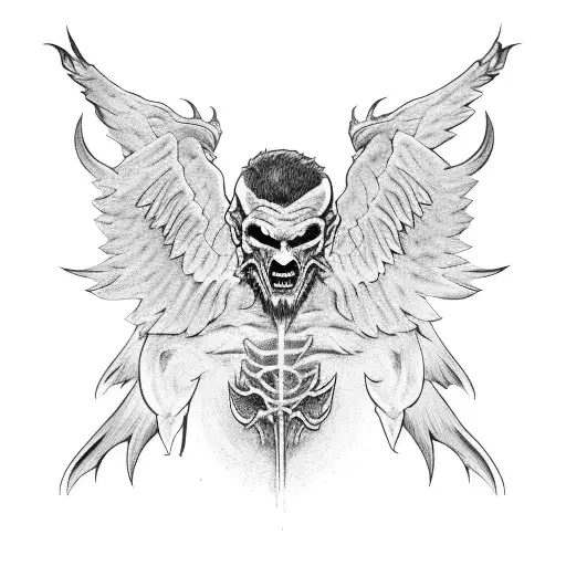 demon destroying his angel wings  tattoo design idea