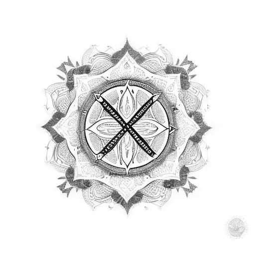 A mandala design incorporating elements of Christian faith symbols, such as a cross or dove tattoo design idea