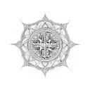 A mandala design incorporating elements of Christian faith symbols, such as a cross or dove tattoo design idea