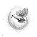 A delicate design of a dove carrying an olive branch, representing peace and faith, with intricate mendhi patterns tattoo design idea