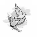 A delicate design of a dove carrying an olive branch, representing peace and faith, with intricate mendhi patterns tattoo design idea