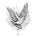 A delicate design of a dove carrying an olive branch, representing peace and faith, with intricate mendhi patterns tattoo design idea