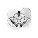 A minimalist design of two interconnected hearts, symbolizing the love between a mother and her two sons tattoo design idea
