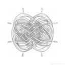 A minimalist design of two interconnected hearts, symbolizing the love between a mother and her two sons tattoo design idea