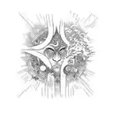 "Create a vision of the universe where the boundaries of physical and mental dissolve into a single fabric of existence. tattoo design idea