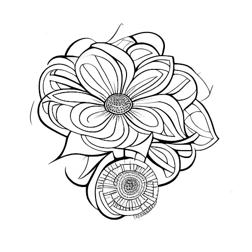 Viola and Ageratum  flower tattoo design idea