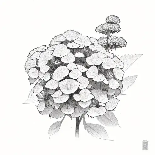 hydrangea and Ageratum  flower tattoo design idea