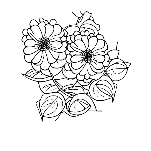 hydrangea and Ageratum  flower tattoo design idea