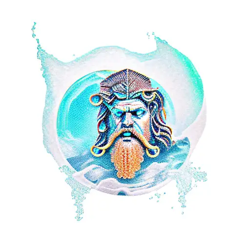 poseidon with geography  tattoo design idea