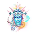 poseidon with geography  tattoo design idea