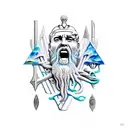 poseidon with geography  tattoo design idea