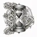 A unique fusion of an hourglass and the kaizen symbol to represent continuous self improvement tattoo design idea
