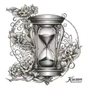 A unique fusion of an hourglass and the kaizen symbol to represent continuous self improvement tattoo design idea