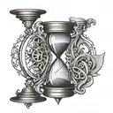 A unique fusion of an hourglass and the kaizen symbol to represent continuous self improvement tattoo design idea
