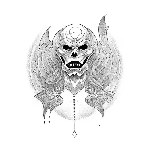 Dark half-uman half-devil Crying tattoo design idea