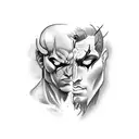 Dark half-man half-devil Crying tattoo design idea