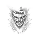 Dark half-man half-devil Crying tattoo design idea