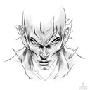 Dark half-man half-devil Crying tattoo design idea