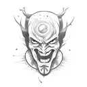 Dark half-uman half-devil Crying tattoo design idea