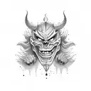 Dark half-uman half-devil Crying tattoo design idea