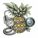 pineapple with stethoscope  tattoo design idea