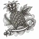 pineapple with stethoscope  tattoo design idea