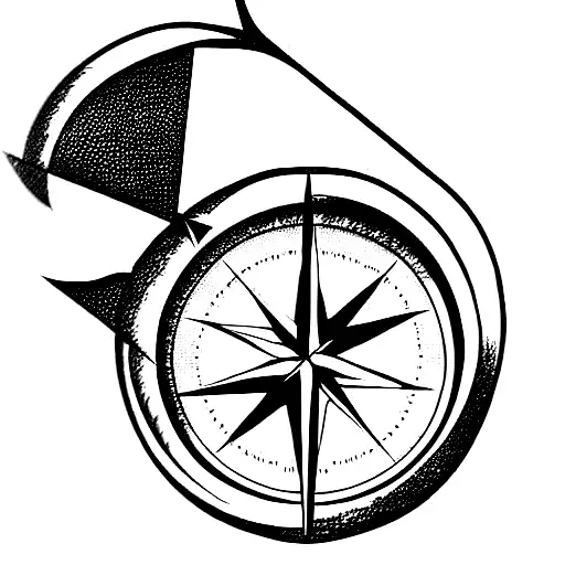 Compass with cross as needle tattoo design idea