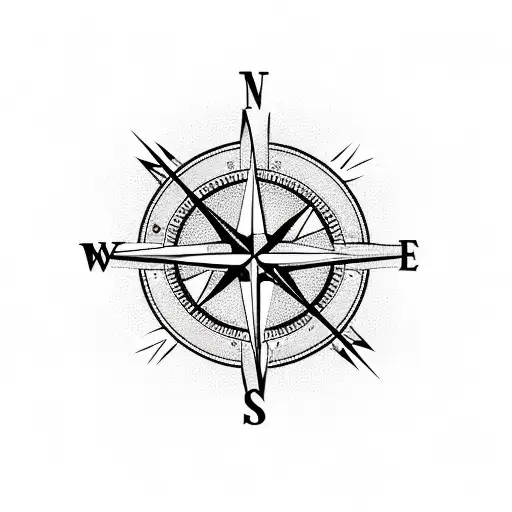 Compass with cross as needle tattoo design idea