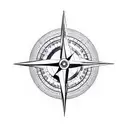 Compass with cross as needle tattoo design idea