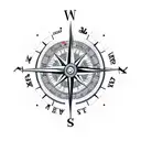Compass with cross as needle tattoo design idea