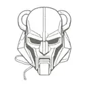 worm wearing MF DOOM mask tattoo design idea