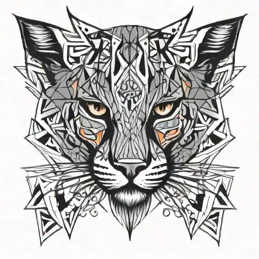 lynx surrounded my rain tattoo design idea