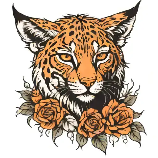 lynx surrounded tattoo design idea