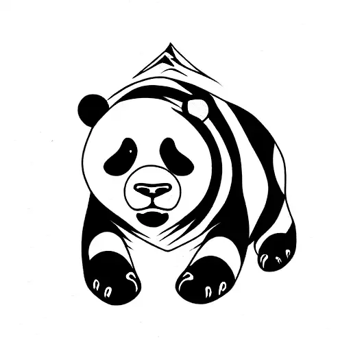 panda bear and bull in love tattoo design idea