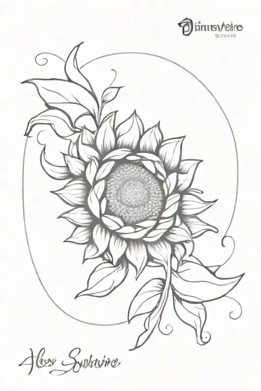 sunflower with the words You Are My Sunshine and alex under the sunflower tattoo design idea
