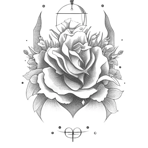 carta tarot con un libro y flores dentro  tattoo design idea