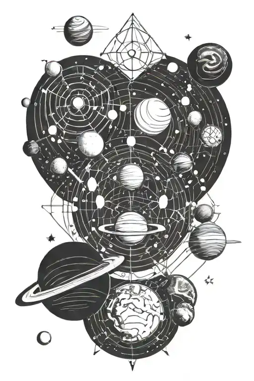Solar system tattoo design idea