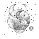 Double charm bracelet with moon and star charms tattoo design idea