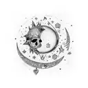 Double charm bracelet with moon and star charms tattoo design idea