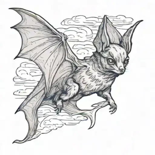 bat flying tattoo design idea