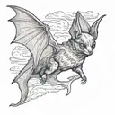 bat flying tattoo design idea