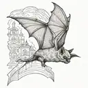 bat flying tattoo design idea