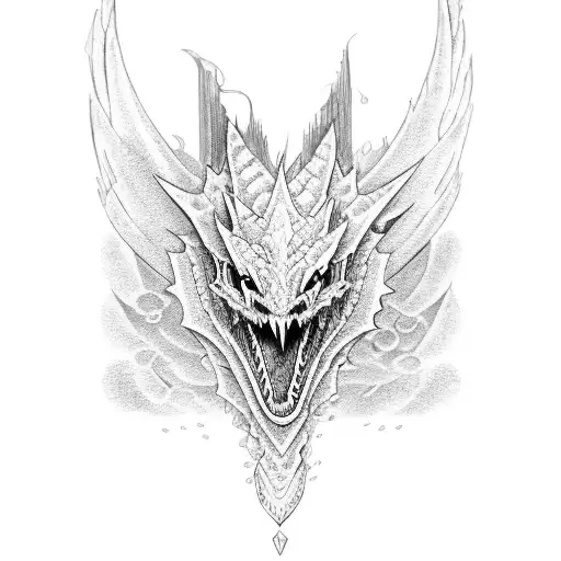 blue eyes white dragon tattoo design idea