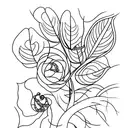 black and white botanical linework tattoo design idea