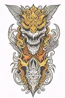 Flame iguana skull mexica viking shield tattoo design idea