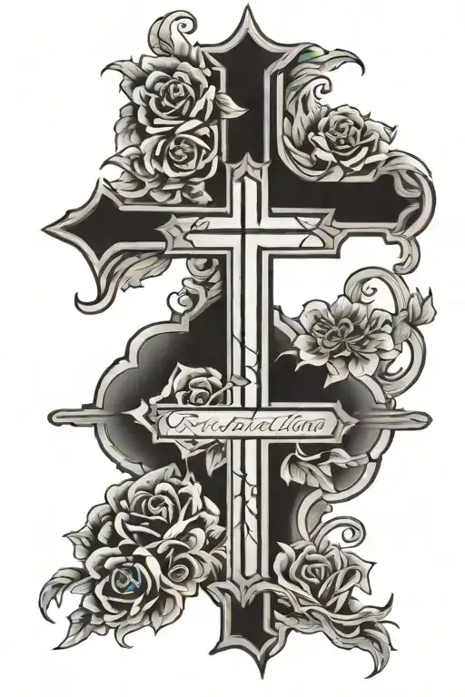 revelation 3:16 words in cross outline tattoo design idea