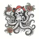 octopus, pirate flag, poker, billiards,roses tattoo design idea