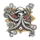 octopus, pirate flag, poker, billiards,roses tattoo design idea